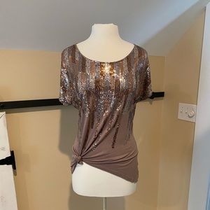 - Tan Sequence Blouse